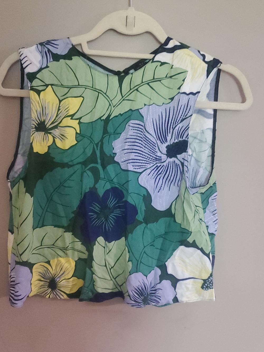 Zara Green Multi Floral Sleeveless Tank Top Size Medium